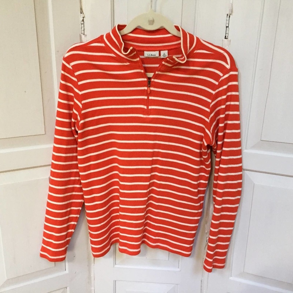 L.L. Bean Orange & White Striped top